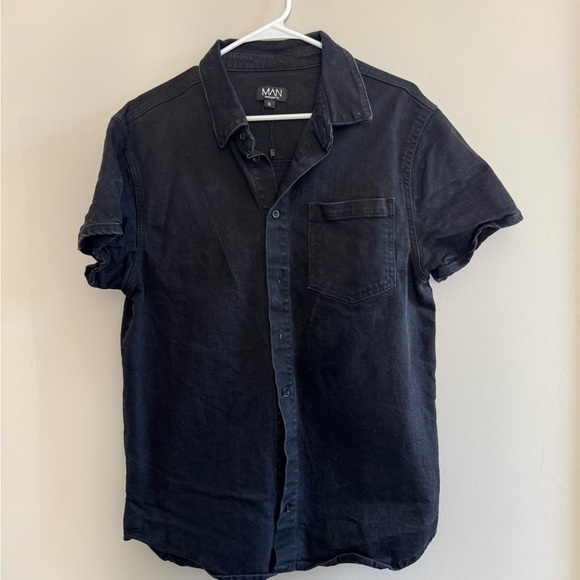 Boohoo Mens Black Casual Button Down Shirt - Picture 1 of 1